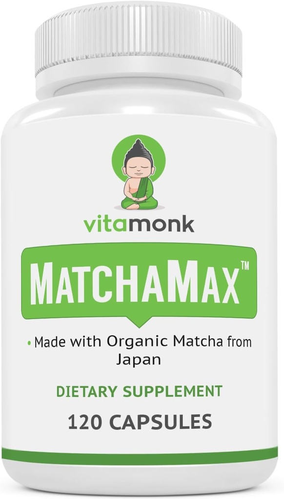 MATCHAMAXTM Organske japonske Matcha kapsule - Pure Organic Matcha Zelen čaj tablete za gladko Zen- like energije in naravnega razpoloženja Boost - Vegan Matcha dodatek pakiran z antioksidanti - 120ct