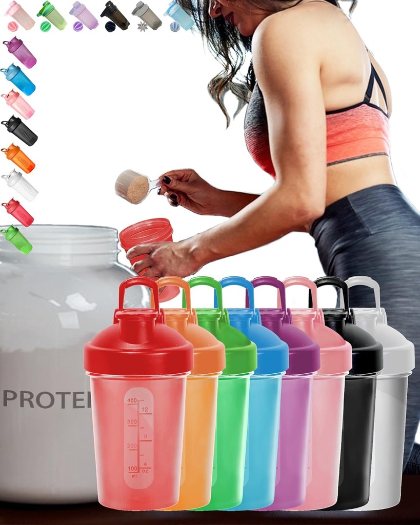 EBT 16 kos set Barviti antiDropBPAFREELeakProofProtein Shaker Pack vrednosti steklenic w. Whisk Ball & ErgonomicDesign &, 8 Edinstvena barvna vrednost paket (Glej fotografijo) za moške / ženske /