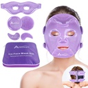 Atsuwell hlajenje Ledeni obraz maske Set za temne kroge in Puffiness, 6 Gel Hladni paketi za obraz, oči, Soft Plush Lining Ice Pads Hladno stiskanje, Sprostitev, Cool Bag vključeni