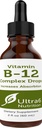 Ultra6 Nutrition Vitamin B12 Podjezične tekoče kapljice - B12 Metilkobalamin Dodatek Odlično za energijo in utrujenost - Vitamin-B Dodatki za ženske in moške - 90 dnevna dobava