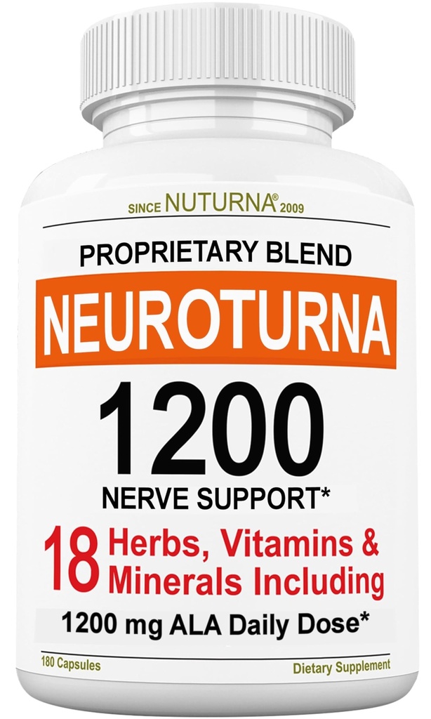 Nevropatija podpora dodatek s 1200 mg Pure Alpha lipoična kislina - Največja moč živec Formula za utrjevanje živcev v prstih, rokah, prstih in nogah - najboljša naravna podpora za lajšanje živcev - 180 kapsul