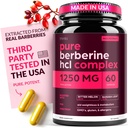 Berberine Dodatek 1250mg Močne botanične kapsule za obvladovanje teže z grenko melon in Banaba Leaf - HCl iz jagodnega ekstrakta- 30 Servisi