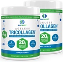 Biotrust Tri kolagen prašek - 3-v-1 hidrolizirani kolagen peptidi v prahu (tipi I, II, & III) - Grass Fed Kolagen Protein prašek za proti staranju, kožo, lase, kosti in skupno zdravje - nearomatiziran, 2-pak