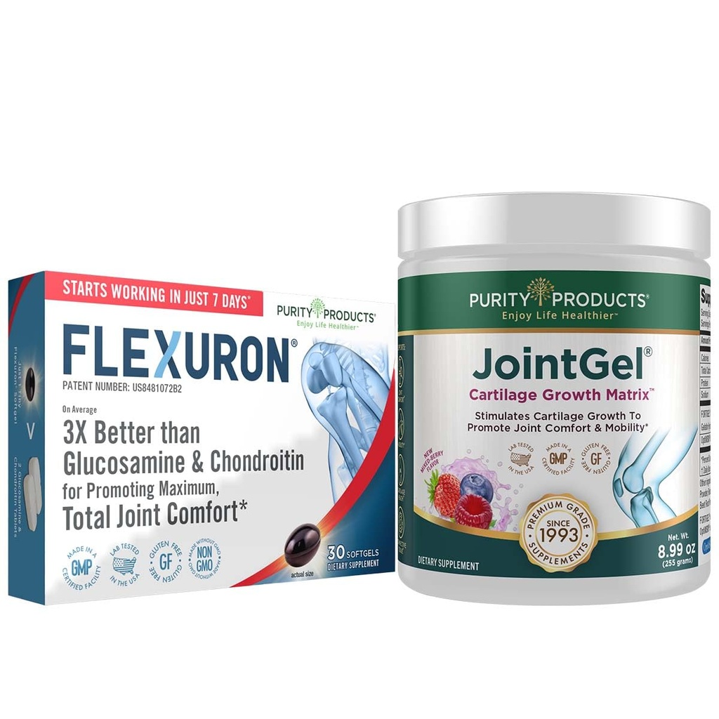 Produkti čistosti Flexuron Joint Formula + Joint Gel Flexuron (Krill Oil, Hyaluronska kislina z nizko molekulsko maso, astaksantin) - Joint Gel Berry Powder (bioaktivni kolagen peptidi + MSM)