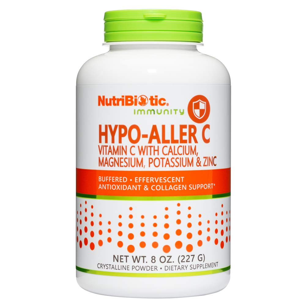 NutriBiotic Hypo-Aller C Powder Vitamin C in minerali za antioksidant in kolagen Podpora 