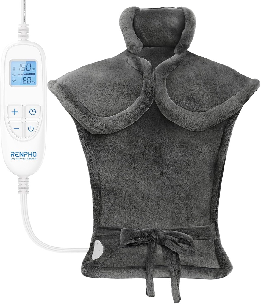 RENPHO Electric Ogrevanje Pad za lajšanje bolečine v hrbtu, Rojstni dan Božična darila za ženske Moški mama oče Starejši, FSA Upravičeni Izdelki edini seznam, Velika toplotna Pad za vratu ramena, 24"x33", ETL Certified, Gray