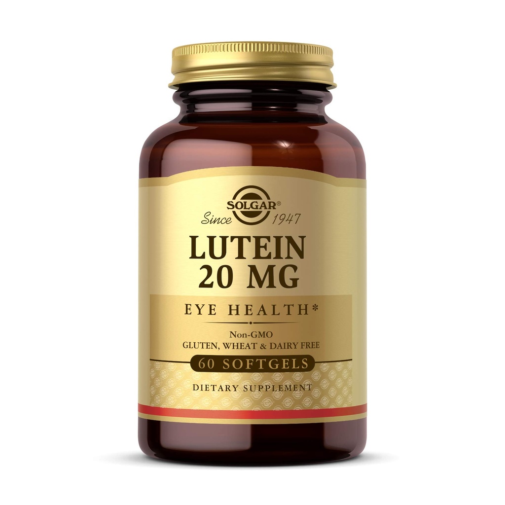 Solgar Lutein 20 mg, 60 Softgels - podpira zdravje oči - pomaga filtrirati Blue-Light - Vsebuje FloraGLO Lutein - Non-GMO, Gluten Free, Dairy Free - 60 Servings