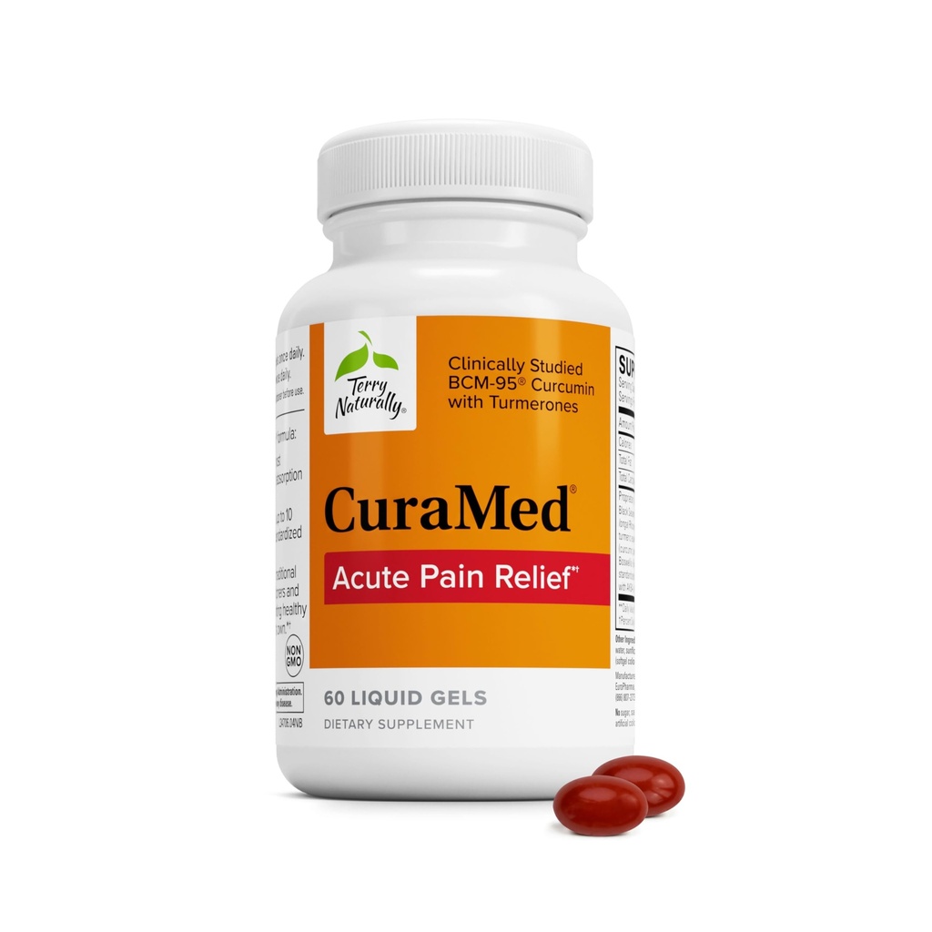 Terry Seveda CuraMed Akutna bolečina Relief - dodatek z BCM-95 Curcumin & BOS-10 Boswellia - Črno Sezamovo olje za podporo Olajšanje občasnih neprijetnosti - 60 tekoči geli