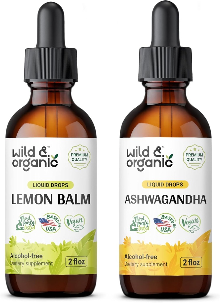 Tinktura za divje in organske limone 2 fl oz & Ashwagandha Tinkture 2 fl oz