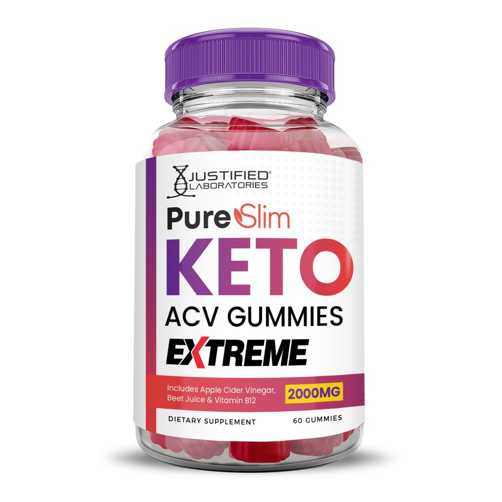 Upravičeni laboratoriji Pure Slim Keto ACV Gummies Extreme 2000MG PureSlim Keto Gummies Napredna Formula Apple Cider Vinegar z granit beet Juice v prahu B12 Vegan Non GSO 60 Gummies