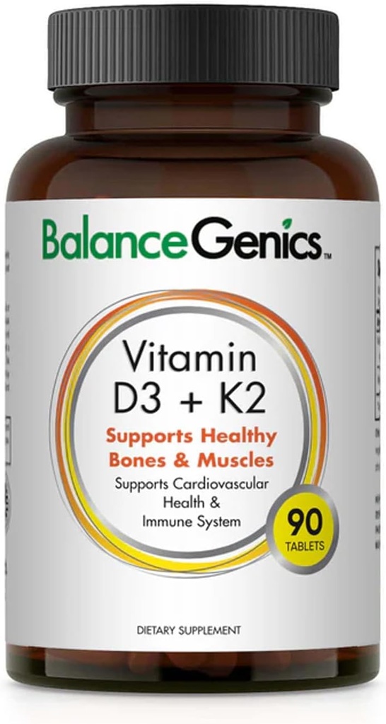 Vitamin D3 + K2 za zdrave kosti in mišice - prehranska dopolnila podpira imunski sistem, delovanje mišic in splošno dobro počutje - dodatek kalcija z organsko formulo - 50mcg D3&75mcg K2