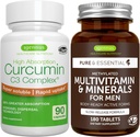 Multivitamin in minerali za moške + visoka absorpcija Curcumin C3 Complex, Vegan Bundle, trajen release Advanced Multivitamin + 300% večja absorpcija Curcuminoidi s hitrim prevzemom, Igennus