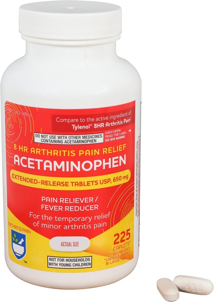 Rite Aid Acetaminophen 650mg Artritis Razširjene izpust kape - 225 Število
