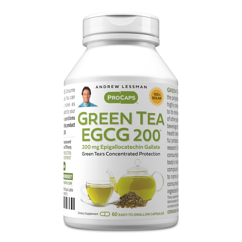 ANDREW LESSMAN Green Tea EGCG 200 mg - 60 kapsul - 200 mg EGCG, močna antioksidantna podpora za zdravo delovanje jeter, imunski, možganski, srčni in krožni sistem. Brez dodatkov
