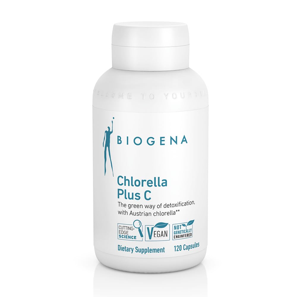 BIOGENA WISSEN SCHAFFT GESUNDHEIT Chlorella Plus C – Green Alga support Detox** – kapsule z 900 mg organskega klorida Vulgaris prašek - ne-GMO dodatek