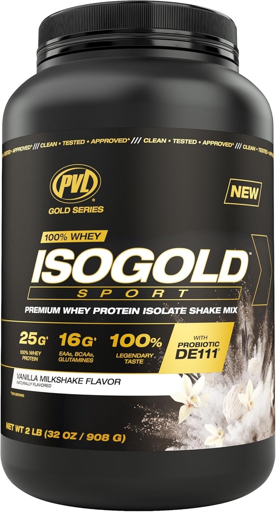 Zlata serija PVL - 100% Whey ISOGOLD Sport - Premium Whey Protein Islate Shake Mix - 2 LB - Vanilla Milkshake