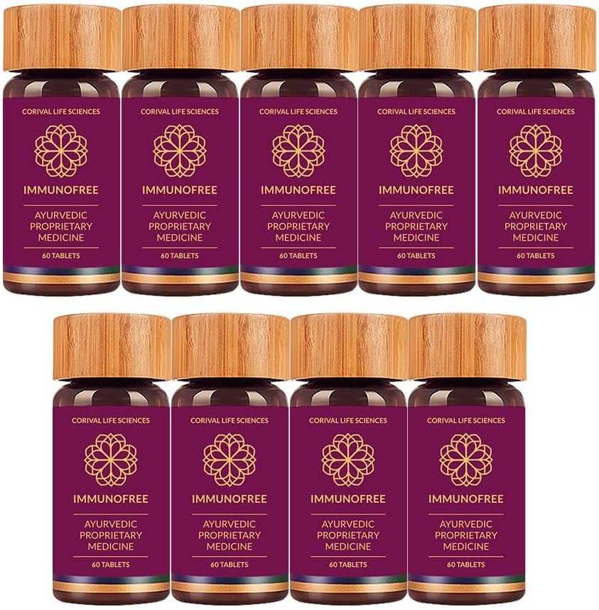 Biogetica Imunofree Herbal Supplement for Immune Support - naravna močna mešanica Tulsi, Kalmegh, Yastimadhu & Giloy for Immune Boost - 100% Vegan - 60 tablet- Pakiranje po 9