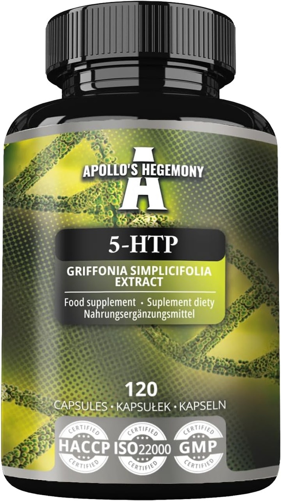 5-HTP 150 mg na kapsulo - 120 veganskih kapsul - zaloga 4 mesece - izvleček semen Griffonia simplicifolia - izboljša razpoloženje in dobro počutje - prehransko dopolnilo z Apollovo hegemonijo