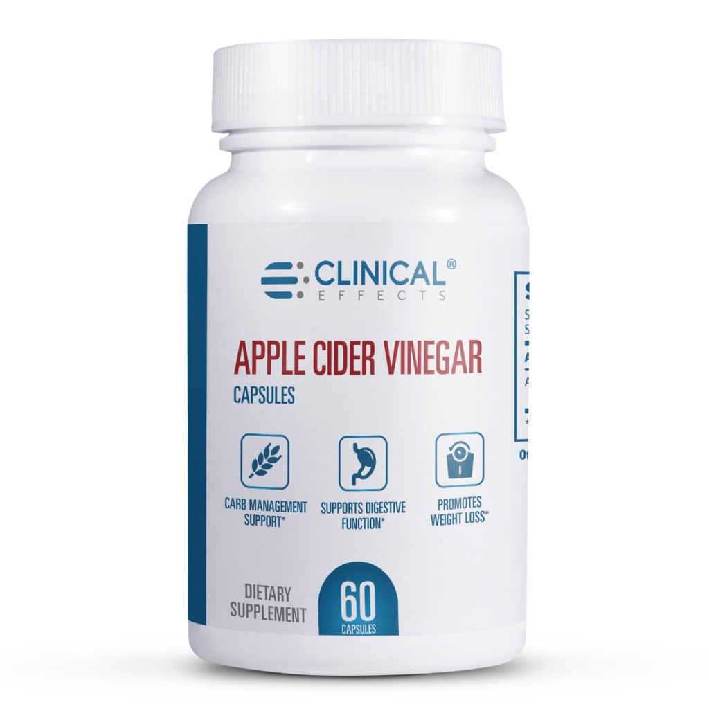 Klinični učinki Apple Cider Vinegar Kapsule - 1300mg Pure Apple Cider Vinegar za upravljanje s težo, zdravje srca in energetsko podporo - 60 Veggie ACV tablete - Made in The ZDA