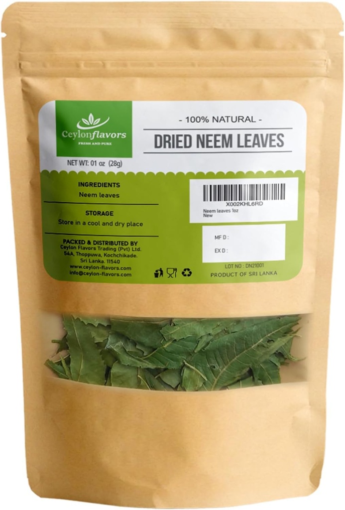 CEILONFLAVORS SVEŽA IN PURE posušeni Neem pusti 1 oz nabrani iz naravno rastočih dreves