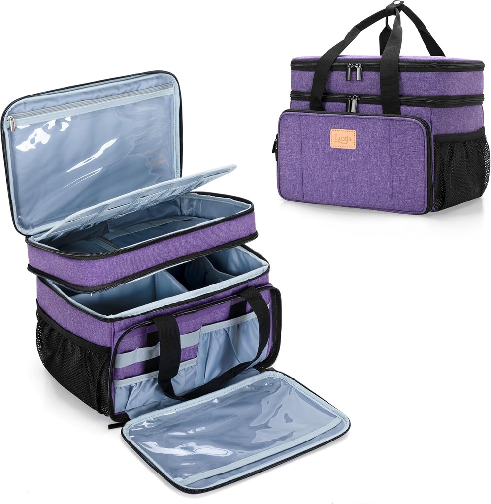 LUXJA 2 Layers Medicine Bag s snemljivim Diverter, tablete steklenica Organizator primeren za dom ali potovanja uporabo, Purple