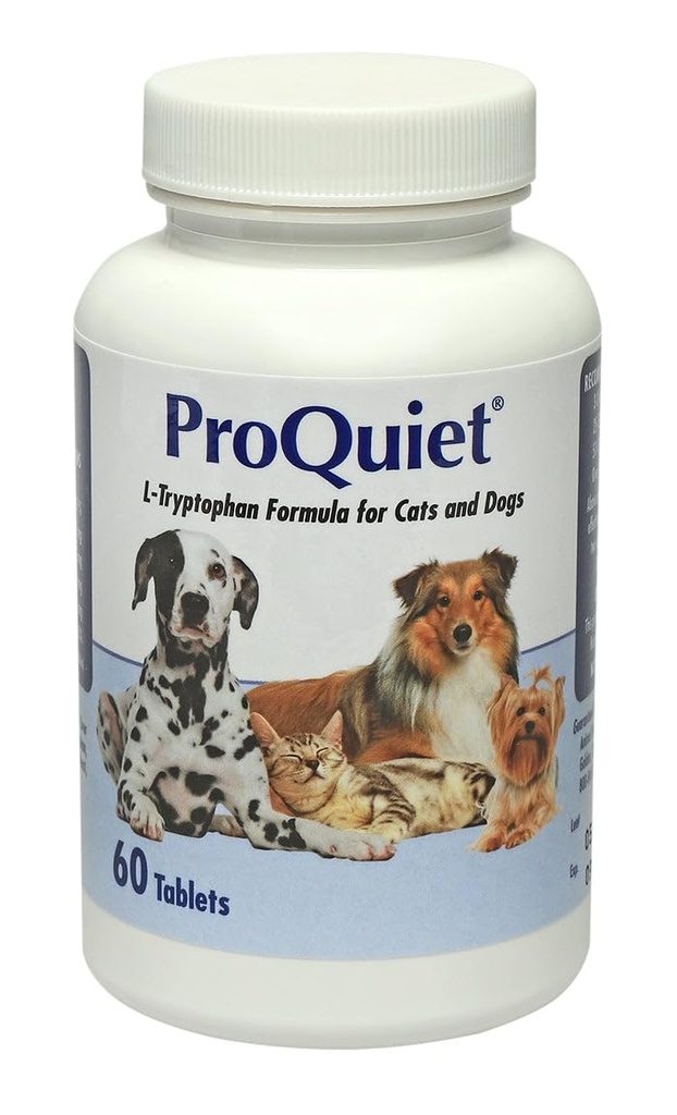 Možnosti za zdravje živali ProQuiet L-Trytofan Formula za mačke in pse, zelo palatable, podpira zdravo prebavni in živčni sistem, jetrna aroma, 60 tablet
