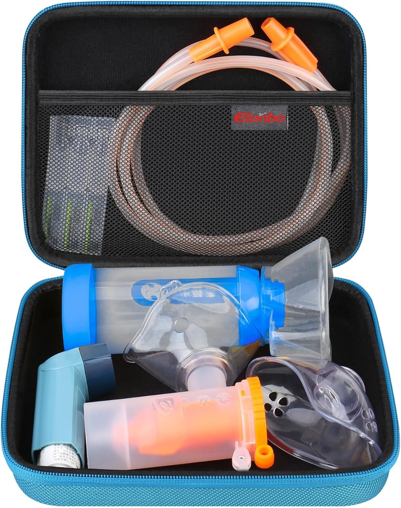 Elonbo kovček za nebulator nadomestnih delov kompleti / Astma Inhaler / Inhaler Spacer maske / Nebulator Tubing Mothorer pribor nadomestni komplet, ročni Inhaler Nebulizer vrečko (samo primer)