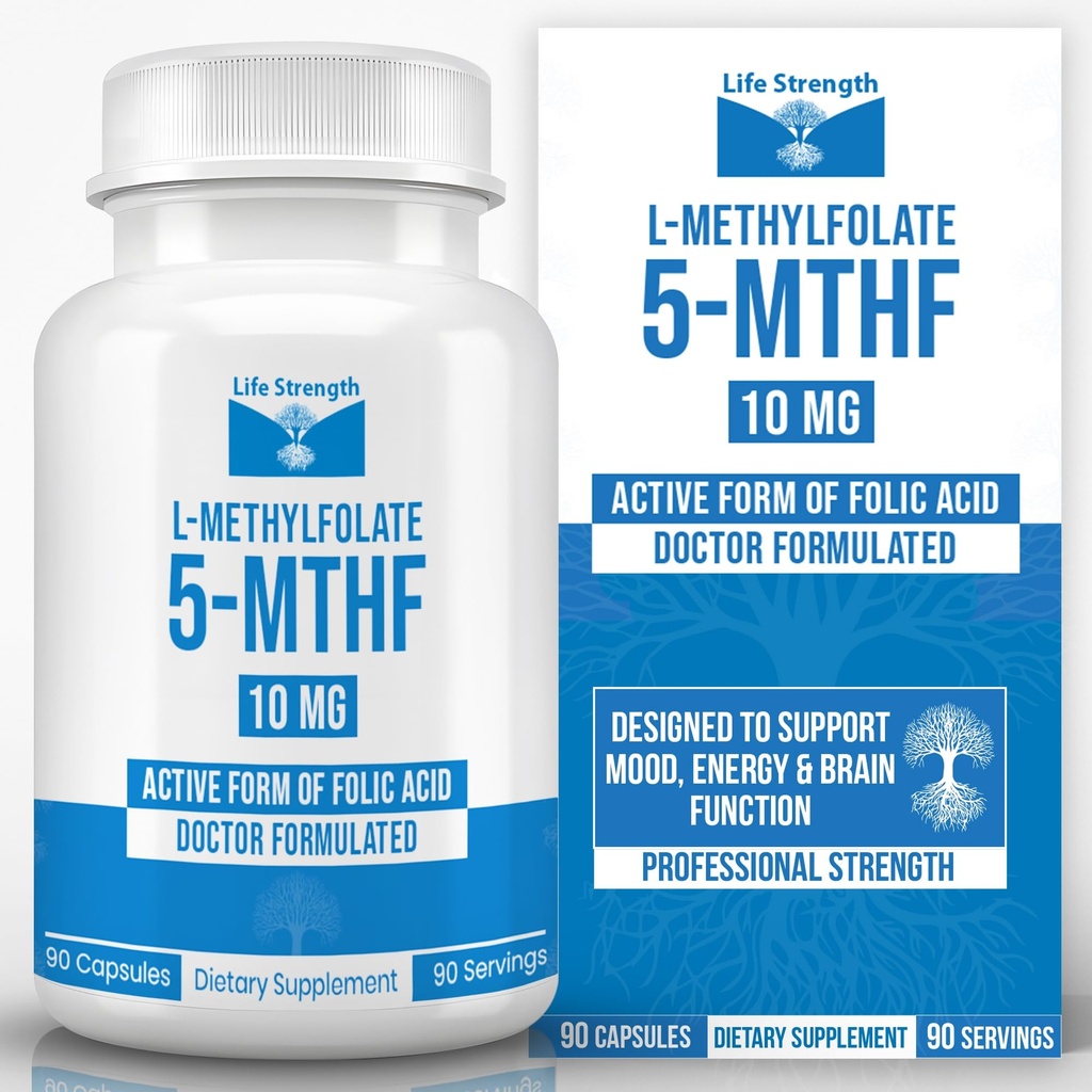 L-metilfolat 10 MG, optimiziran in zelo bioaktivni metil Folat, 5-MTHF dodatek za Mood in imunske podpore, naravni prehranski dodatek za energijo, ne-GMO & Gluten-free, 90 kapsul