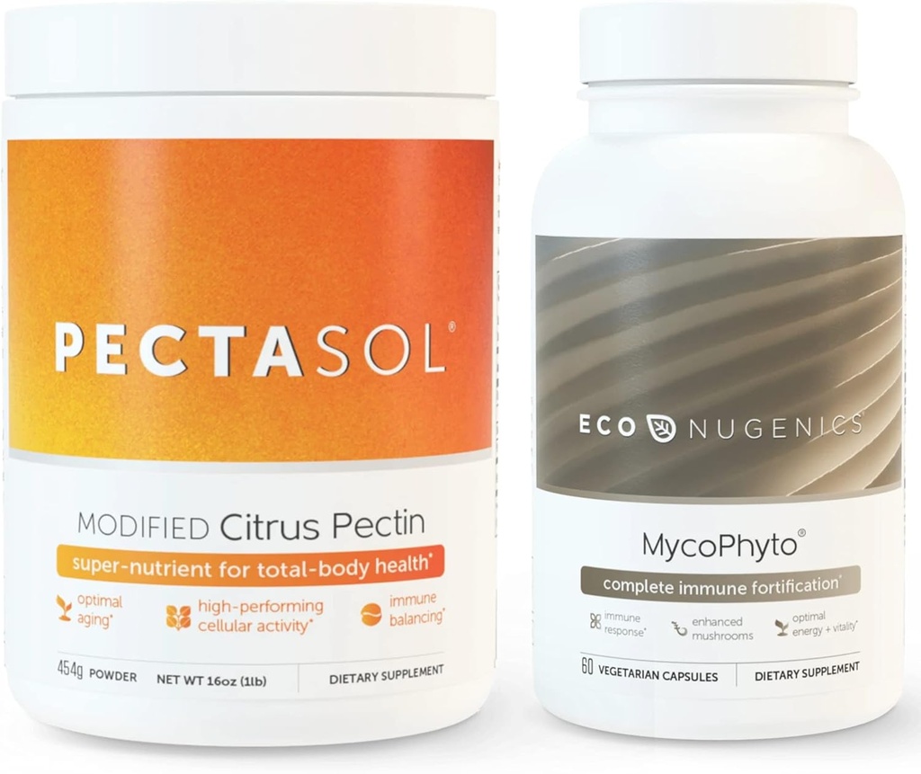EcoNugetics Ultimate Immune System Support Pack - PectaSol- C Prilagojeno Citrus Pectin- 454 Grams & MycoPhyto Zdravje gob - 60 kapsul