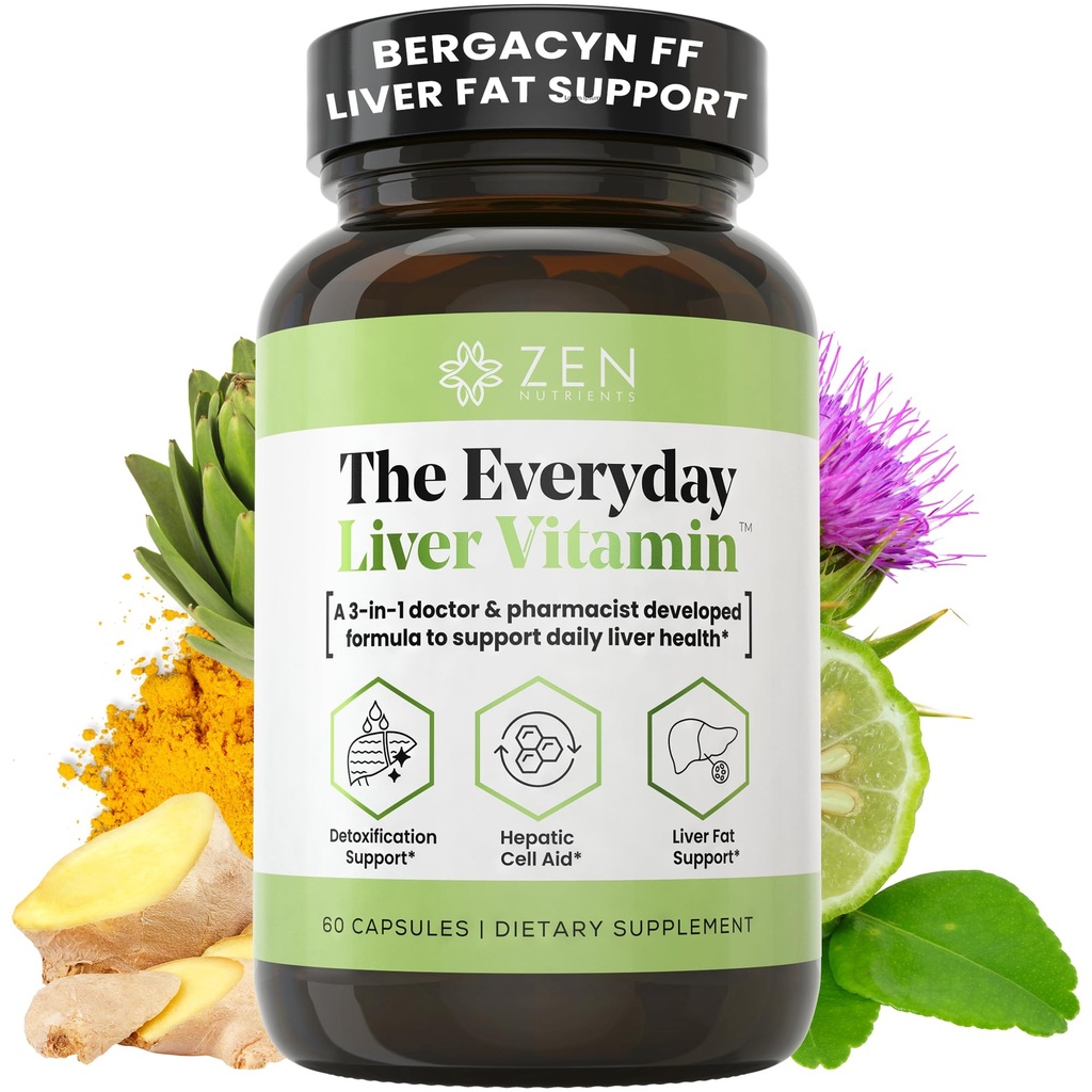 Zen Nutrients The Everyday Jetra Vitamin - Jetra čiščenje Detox & Popravila z Bergacyn FF, Organsko mleko Thistle, Dandelion Root & Artichoke Extract za zdravje jeter - Maščobna jetra podporo dodatki