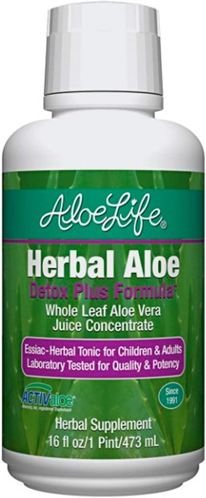 Aloe Life – Detox Plus Formula, Aloe-Based Detox dodatek, Aloe Vera Juice čiščenje, spodbuja bolj zdravo prebavo, Koncentriran zeliščni tonik, Gut Health Detox za splošno Wellness (Lemon Lime, 16oz.)