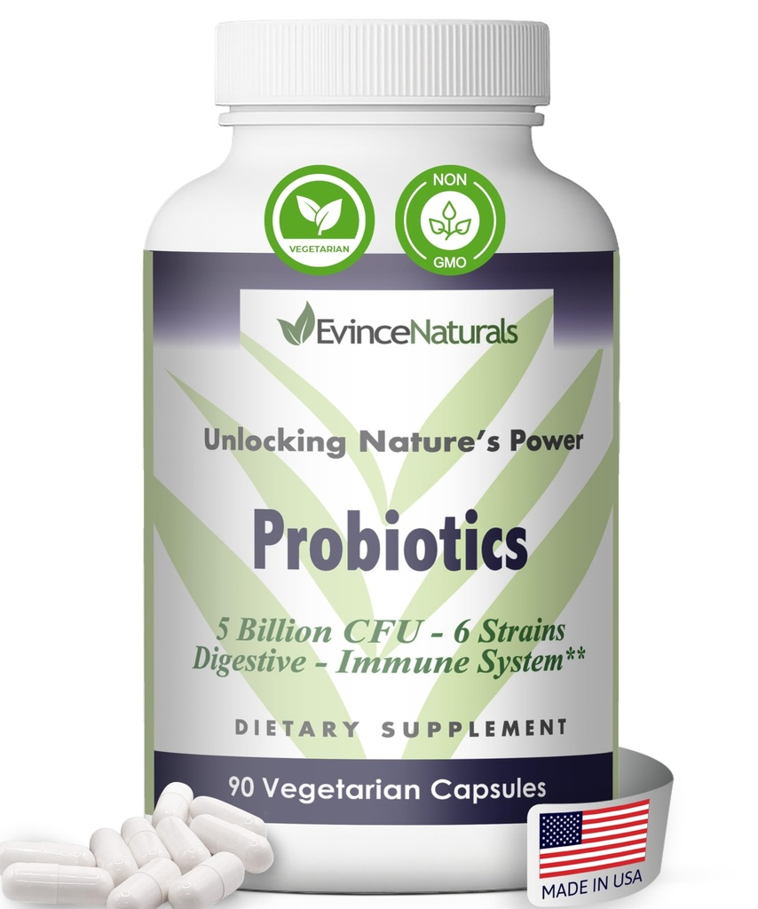 Probiotični in prebiotični dodatek - 6 sevi intenzivnih regenerativnih probiotikov za moške in ženske 5 milijard CFU - Bowel, vnetje, imuniteta, & Prebavna podpora - Prebavni dodatek, 90 kapsul