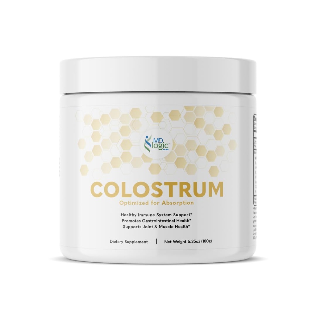 Colostrum by MD Logic Health® za imuno, Gut, Joint & Muscle Health Support - Pure, Močni, Nizkomolekularni Bioaktivni kolostrum - 180g - 60 Servings - Made in New York