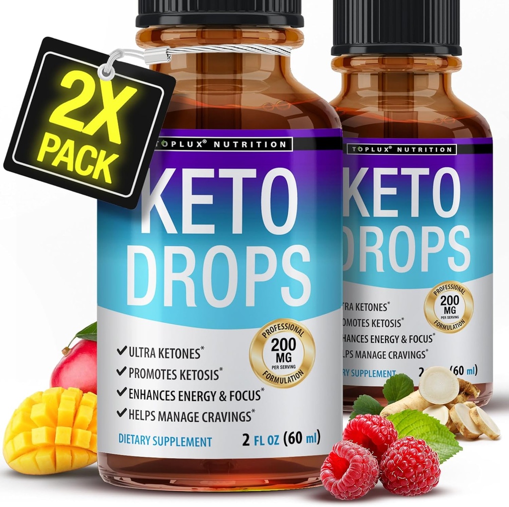 Toplux Keto Diet kapljice Ketogene Dodatek - Premium Formula za podporo Ketosis, boljša absorpcija tekočine, Garcinia Cambogia, za moške in ženske