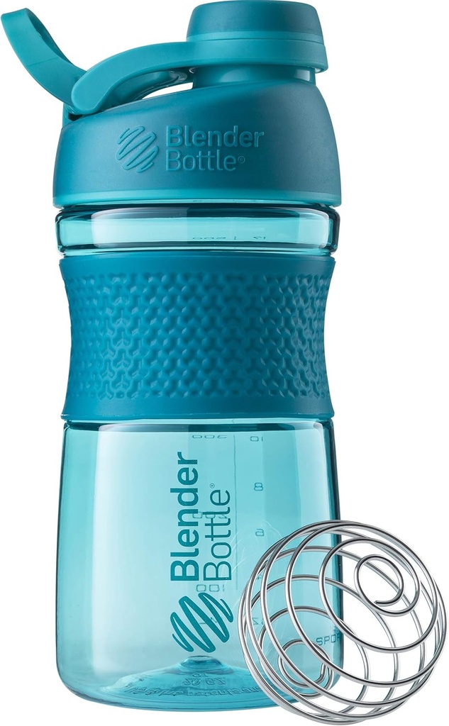 BlenderBottle 20oz SportMixer Protein Shaker steklenice, črna & Teal, paket z 2