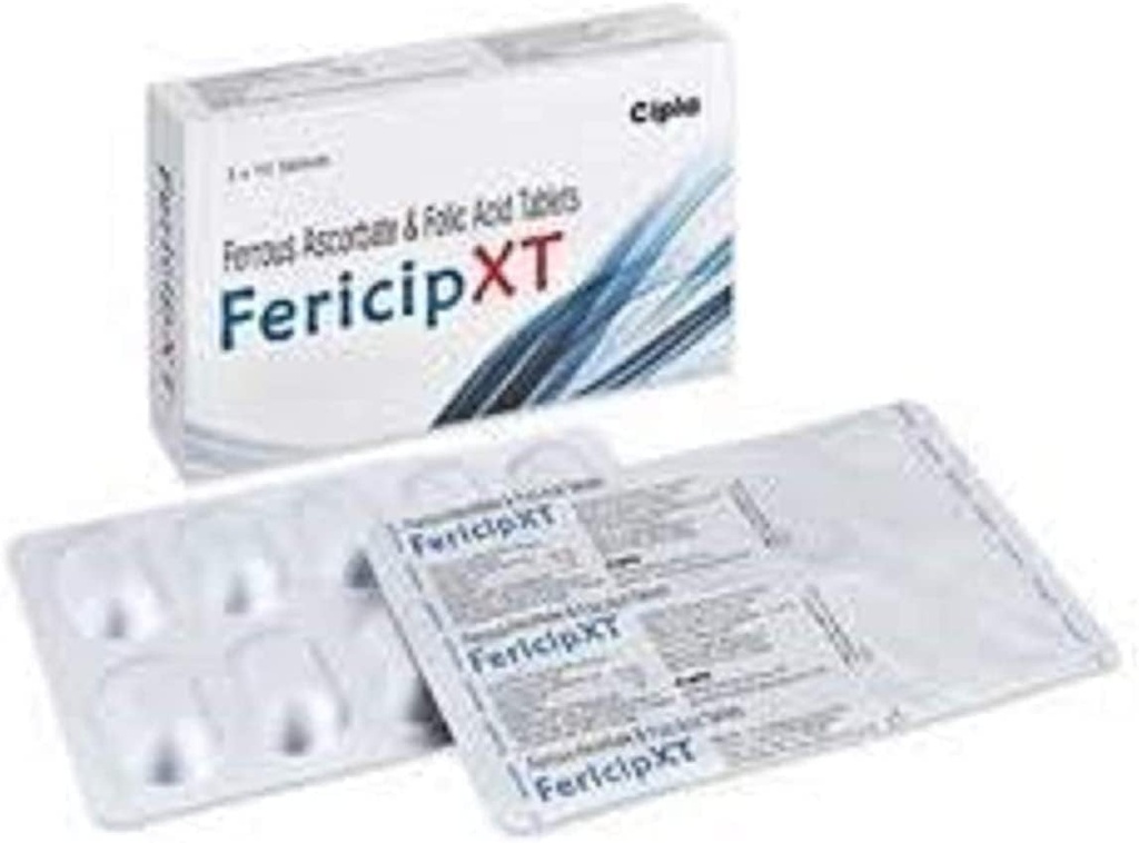 Splošne tablete zdravila Pub Fericip- xt železov askorbat in folna kislina 30 tablet
