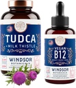 WINDSOR BOTANICS Tudca s Silymarin Milk Thistle in Vegan Vitamin B12 Tekoči - Zdravstvena podpora paket