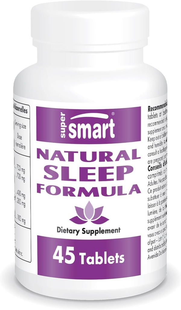 SuperSmart - Naravna speča Formula (Napredna Formula) - z L-Tryptofan, Valerian Root, Hop, Escholzia Californica - Zeliščni dodatek 