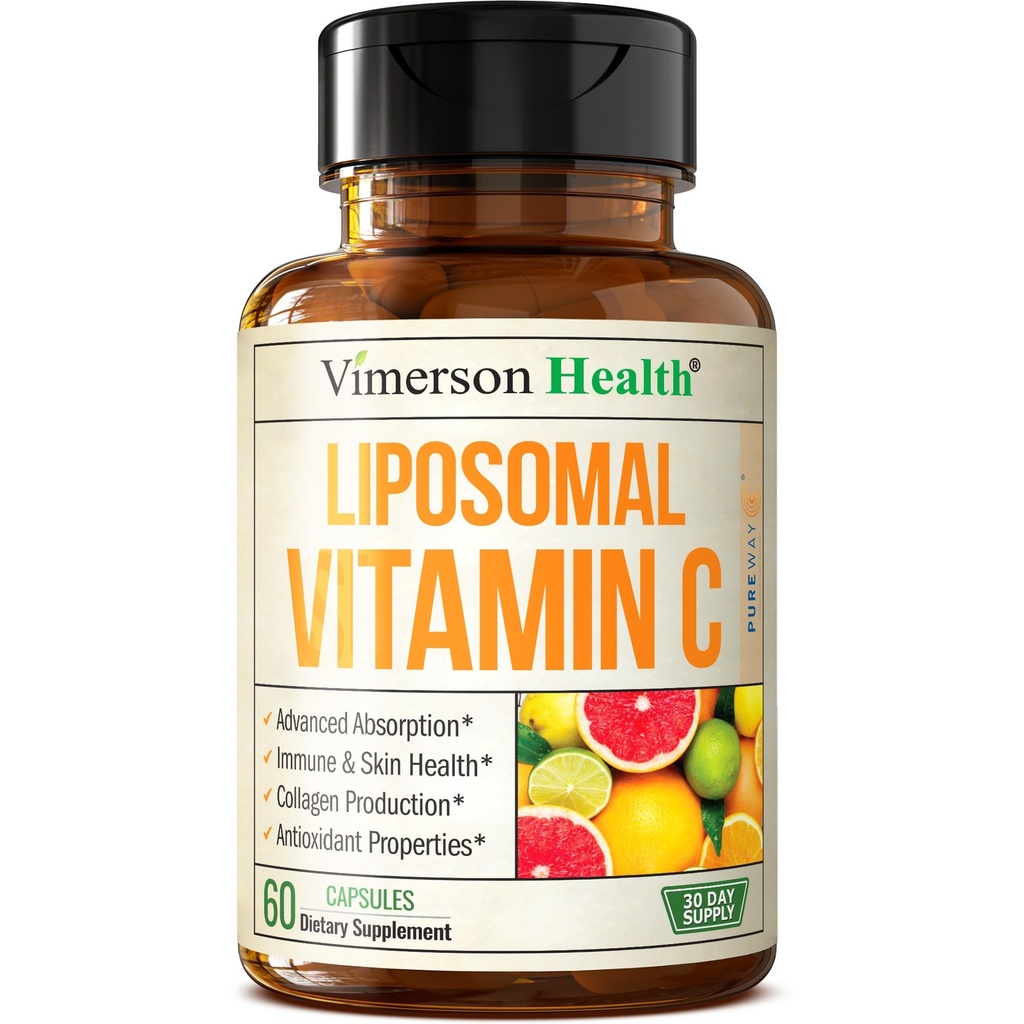 Liposomski vitamin C 1000mg - Premium Absorpcija Vitamin C Powder - Imunska podpora dodatek - Vitamina C 1000mg - Visoka moč za antioksidant podporo - Nežen na prebavo in hiter prevzem. 60 kapsul