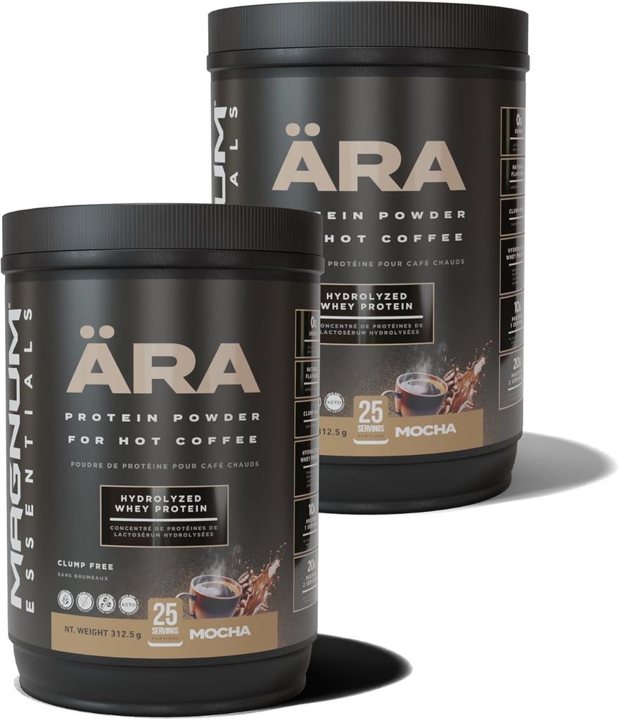 Ara Mocha High Protein Powder Tub za vročo in hladno kavo, čaj, pijače - brez sladkorja, Clump-free - 20g Raztopi se gladko v vroče pijače, 325g (2 paket)