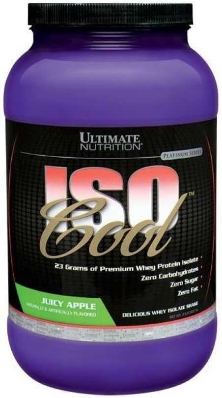 Ultimate Nutrition ISO Cool Pure Whey Protein Isolate Powder - Keto Friendly - 0 Carb 0 Maščoba 0 Sladkor - 23 Gram beljakovin na strežbo, 2 funta, sočno jabolko