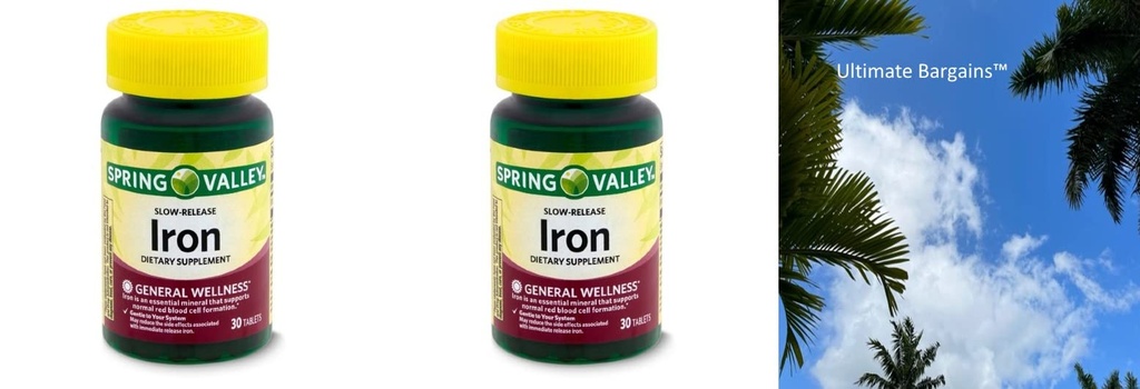 Spring Valley Slow-Release Iron Dietary dodatek, 60 Count + vaš vitamin vodnik ©