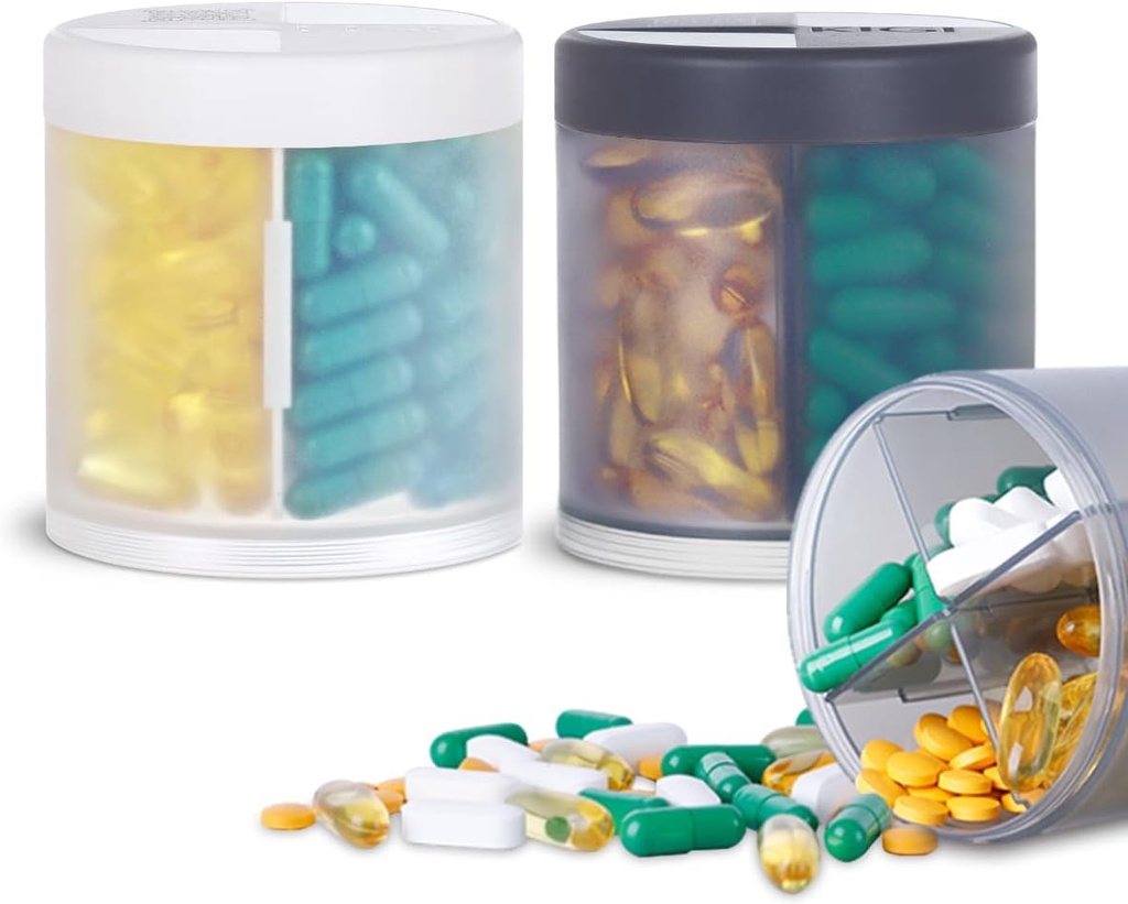 2 Pack KIGI velike zmogljivosti Medicina Organizator tablete steklenice s 4 oddelki