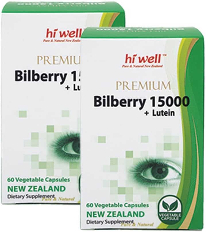 (Pack of 2) Hi Well Premium borovnice 15000 + Lutein 60VegeCapsules
