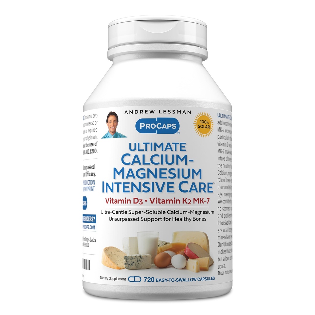 ANDREW LESSMAN Ultimate Calcium-Magnesium Intensive Care z vitaminom D3 & K2 MK7-120 μg - 720 Kapsule – Zdravje kosti in okostja. Nežen, lahek za pogoltniti, super topen. Brez dodatkov
