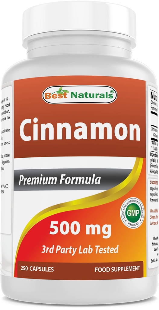 Najboljši naravni cimet 500 mg 250 kapsul (250 kapsul (1 vrečka))