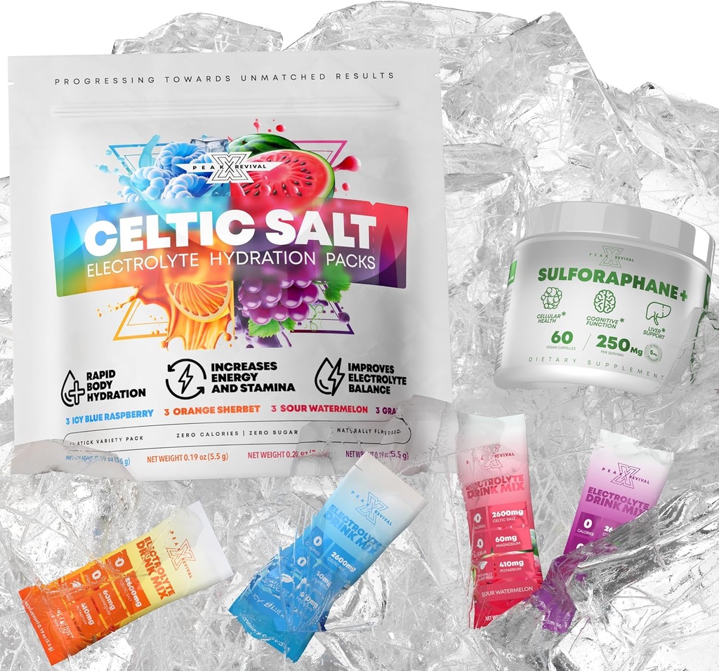 5000mcg pravega lab-verified Sulforaphane dodatek + elektroliti puder paketi keltska sol 12 elektrolitski paketi