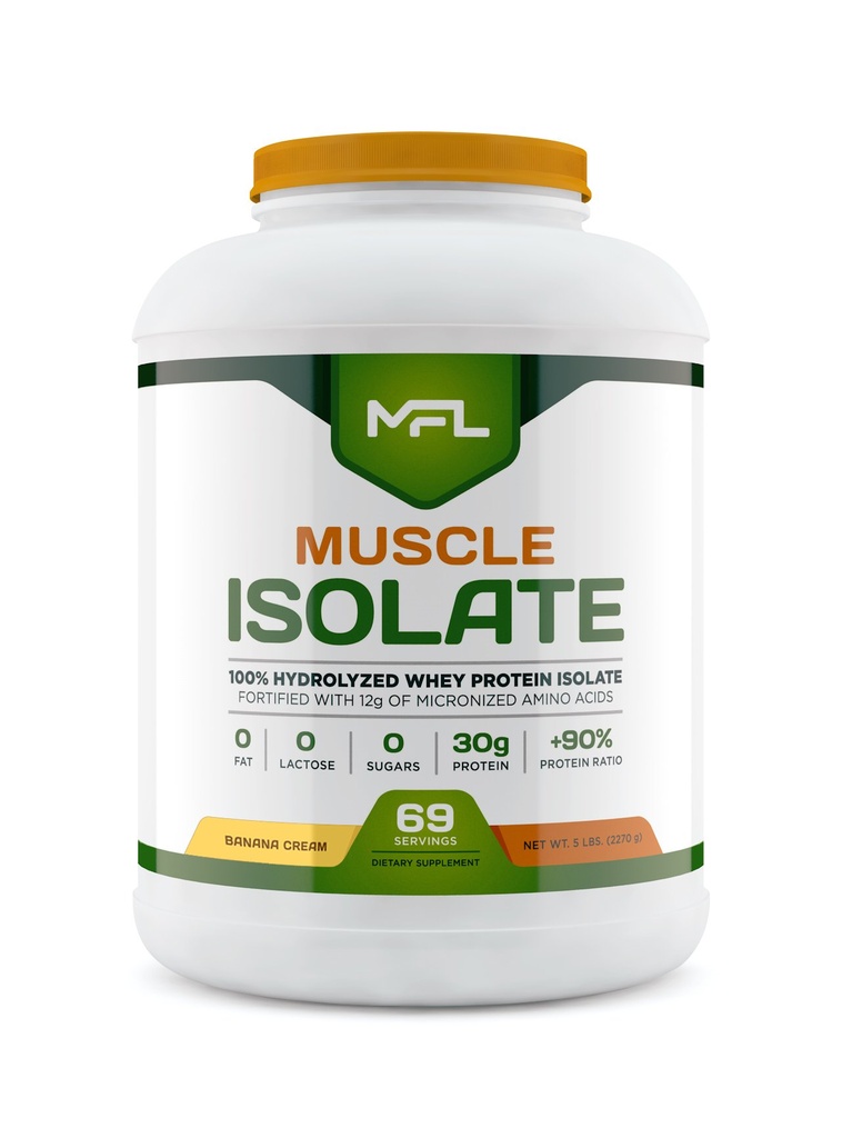 MFL 100% izolat Protein l 30g Protein l 12g Aminokisline l Keto Prijazno l Nizki ogljikovi hidrati l 5 lbs. (Bananska krema)