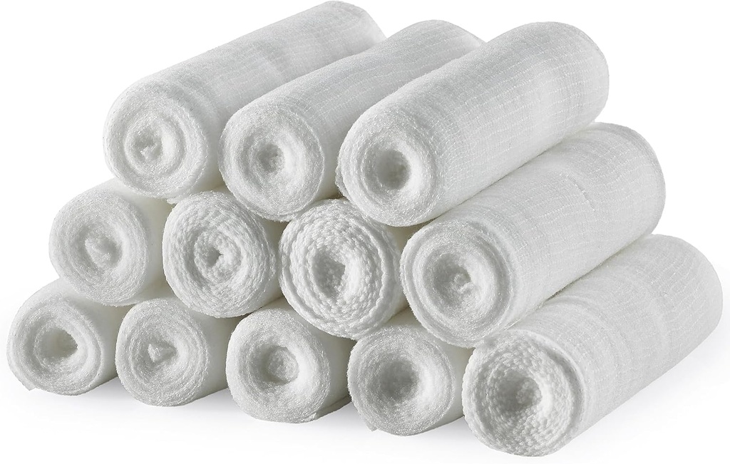 Gaze Bandage rolls - (12 paket) 4 v x 4,1 Yards per roll of Medical Grade Gaze Bandage and Stretch Bandage Ovijanje za oblačenje vseh vrst ran in prvi pomoči Kit z MEDca, (4-Inch, 12 Pcs)